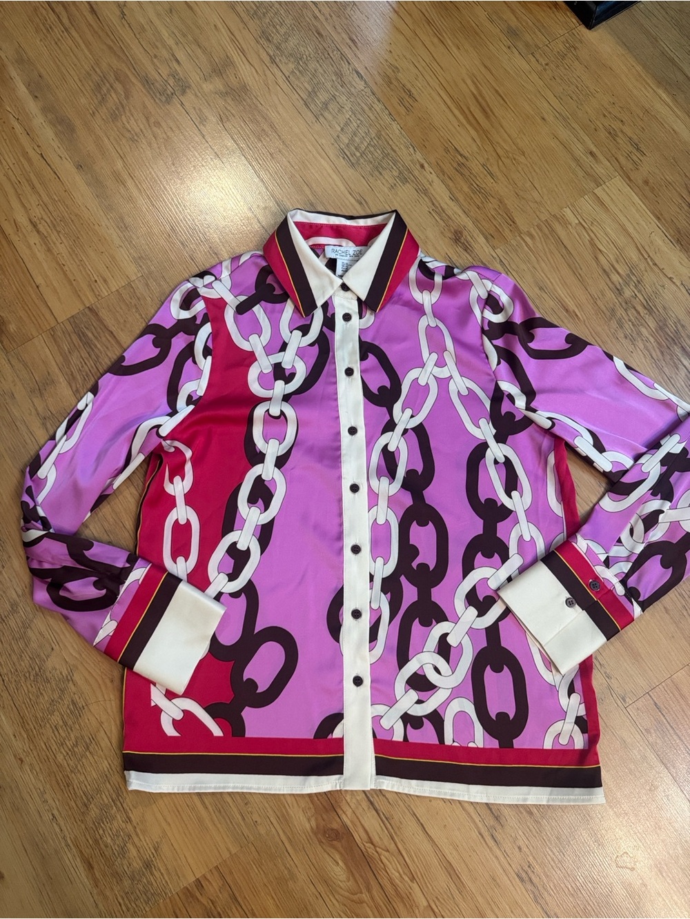 Rachel Zoe Blouse Chain Link Pink Sz XS